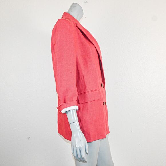 EMERSON FRY Women's Double Breasted Blazer Jacket in Pink Linen size 12 - Picture 6 of 11